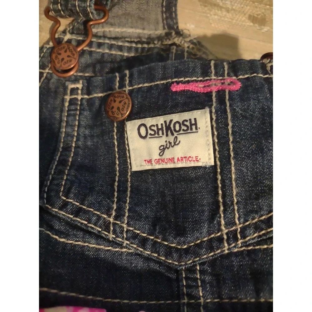 OshKosh Bgosh Girl Denim Tiered Jumper Dress Floral Gingham Eyelet 18M‎ Vestbak